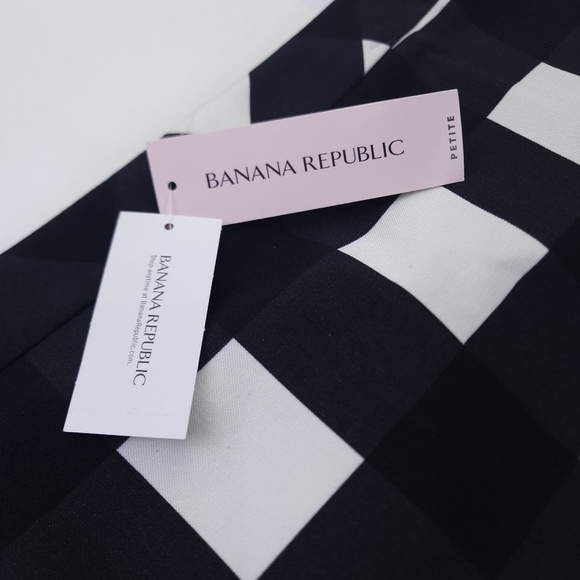 New Banana Republic Black White Stretch Rayon Cotton Blend Size 12P - Picture 6 of 11